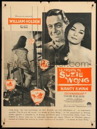 7j331 WORLD OF SUZIE WONG French 24x32 1961 Holden was the first man that Nancy Kwan ever loved!