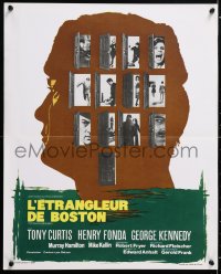 7j340 BOSTON STRANGLER French 18x22 1968 Tony Curtis, he killed thirteen girls, cool art!