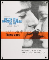 7j354 JOHN & MARY French 17x21 1970 super close image of Dustin Hoffman about to kiss Mia Farrow!
