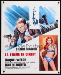 7j356 LADY IN CEMENT French 18x22 1969 different art of Frank Sinatra & sexy Raquel Welch by Grinsson!
