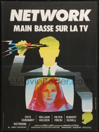 7j358 NETWORK French 16x21 1977 written by Paddy Cheyefsky, William Holden, Sidney Lumet classic!