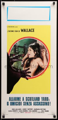 7j735 AVENGER Italian locandina 1974 Piovano art of sexy girl with murder victim by Big Ben in London!