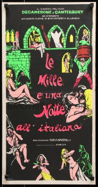 7j793 LE MILLE E UNA NOTTE ALL'ITALIANA Italian locandina 1972 different Morini silkscreen art!