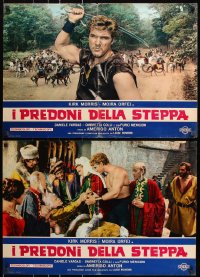 7j854 TERROR OF THE STEPPES group of 9 Italian 18x26 pbustas 1964 I Predoni della Steppa, Kirk Morris!