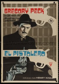 7j402 GUNFIGHTER Spanish R1965 cool different art of Gregory Peck & his guns by Mataix!