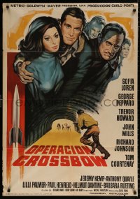 7j425 OPERATION CROSSBOW Spanish 1965 completely different art of sexy Sophia Loren & Peppard!