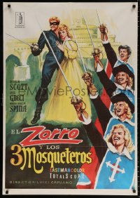 7j457 ZORRO & THE 3 MUSKETEERS Spanish 1979 artwork of swashbuckling heros, completely different!