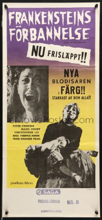 7j095 CURSE OF FRANKENSTEIN Swedish stolpe 1966 cool close up of Christopher Lee as the monster!