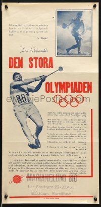 7j101 OLYMPIAD Swedish stolpe 1938 Leni Riefenstahl's Olympic documentary, different!