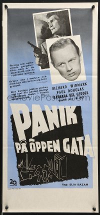 7j102 PANIC IN THE STREETS Swedish stolpe 1950 Richard Widmark, Walter Jack Palance, Elia Kazan film noir!
