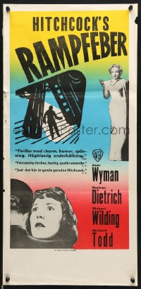 7j105 STAGE FRIGHT Swedish stolpe 1950 Marlene Dietrich, Jane Wyman, Alfred Hitchcock!