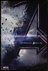7k532 AVENGERS: ENDGAME teaser DS 1sh 2019 Marvel Comics, Hemsworth and huge cast, shattering logo!