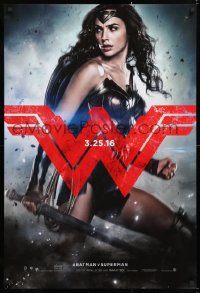 7k550 BATMAN V SUPERMAN teaser DS 1sh 2016 great image of sexiest Gal Gadot as Wonder Woman!