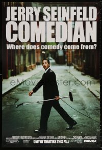 7k582 COMEDIAN advance 1sh 2002 great image of Jerry Seinfeld walking across street with microphone!