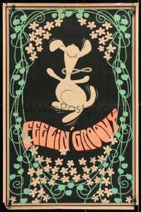7k213 FEELIN' GROOVY 23x35 commercial poster 1969 dancing dog who looks suspiciously like Snoopy!
