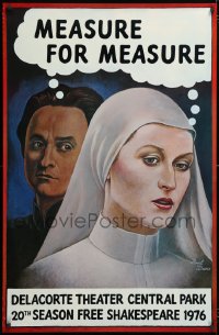 7k219 MEASURE FOR MEASURE 30x46 commercial poster 1976 Davis art of romantic Streep and Cazale!