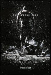 7k603 DARK KNIGHT RISES teaser DS 1sh 2012 Tom Hardy as Bane, cool image of broken mask in the rain!