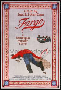 7k633 FARGO DS 1sh 1996 a homespun murder story from Coen Brothers, Dormand, needlepoint design!