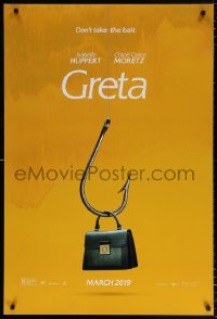 7k667 GRETA teaser DS 1sh 2019 Huppert in the title role as Greta Hideg, hook through purse!