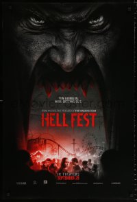 7k682 HELL FEST teaser DS 1sh 2018 very creepy carnival image, fun going in, hell getting out!