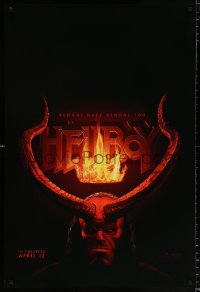 7k683 HELLBOY teaser DS 1sh 2019 close-up of David Harbour in the title role, give evil hell!