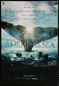 7k703 IN THE HEART OF THE SEA teaser DS 1sh 2015 December style, Ron Howard, huge whale tail!