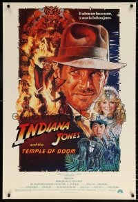 7k713 INDIANA JONES & THE TEMPLE OF DOOM 1sh 1984 Harrison Ford, Kate Capshaw, Drew Struzan art!