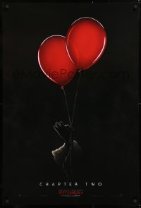 7k724 IT CHAPTER TWO teaser DS 1sh 2019 King, creepy image of Pennywise holding two red balloons!