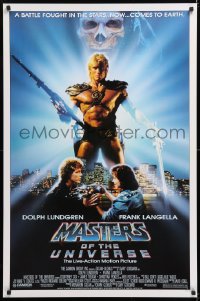7k783 MASTERS OF THE UNIVERSE 1sh 1987 image of Dolph Lundgren as He-Man & Langella as Skeletor!