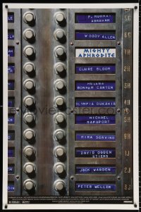 7k794 MIGHTY APHRODITE DS 1sh 1995 directed by Woody Allen, cool apartment call box design!