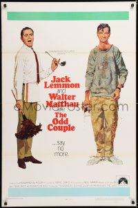 7k814 ODD COUPLE 1sh 1968 art of best friends Walter Matthau & Jack Lemmon by Robert McGinnis!