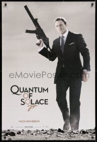 7k847 QUANTUM OF SOLACE teaser 1sh 2008 Daniel Craig as Bond with H&K submachine gun!