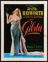 7k110 GILDA 15x20 REPRO poster 1990s sexy smoking Rita Hayworth full-length in sheath dress