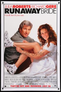 7k870 RUNAWAY BRIDE advance DS 1sh 1999 great image of Richard Gere sitting with sexy Julia Roberts!