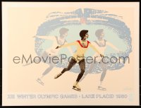 7k293 1980 WINTER OLYMPICS 19x25 special poster 1980 Lake Placid, art of ice skater by Wheeler!