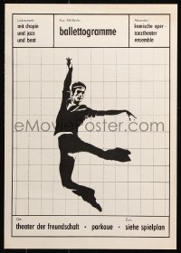 7k067 BALLETTOGRAMME 2-sided 13x18 East German stage poster 1978 male ballet dancer on a grid!