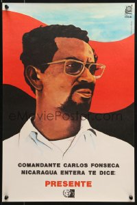 7k343 COMANDANTE CARLOS FONSECA 15x22 Cuban special poster 1986 Rafael Enriquez art!