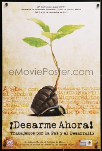 7k358 DISARM NOW 2-sided 24x36 Mexican special poster 2009 image of a plant sprouting from grenade!