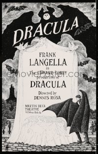 7k074 DRACULA 14x22 stage poster 1977 cool vampire horror art by producer Edward Gorey!