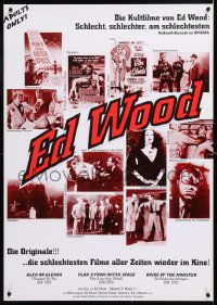 7k169 ED WOOD 23x33 German film festival poster 1990s Glen or Glenda, Plan 9, many wacky images!