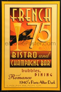 7k138 FRENCH 75 BISTRO & CHAMPAGNE BAR 18x28 advertising poster 1990s cool art for restaurant!