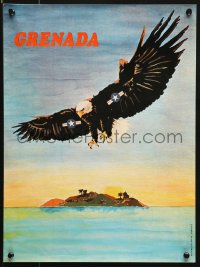 7k381 GRENADA 13x18 Cuban special poster 1984 Rafael Enriquez art of imperial eagle over island!