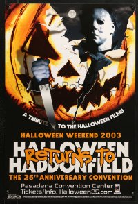 7k383 HALLOWEEN RETURNS OF HADDONFIELD 18x27 special poster 2003 Michael Myers holding a knife!