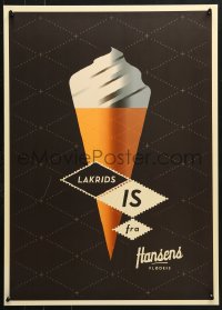 7k142 HANSENS FLODEIS cone style 20x28 Danish advertising poster 2010s ice cream, Mads Berg art!