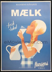7k145 HANSENS FLODEIS milk style 20x28 Danish advertising poster 2010s ice cream, Mads Berg art!