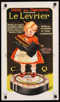 7k149 LE LEVRIER 12x21 French advertising poster 1920s Lambelin art of girl polishing a boot!