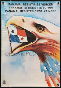 7k436 PANAMA TO RESIST IS TO WIN 16x23 Cuban special poster 1989 Blanco art of eagle w/flag of Panama!