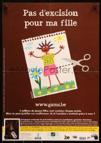 7k437 PAS D'EXCISION POUR MA FILLE 17x24 Belgian special poster 2008 child w/ scissors by Clarice!