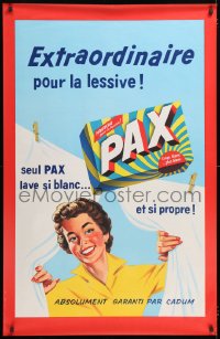 7k153 PAX 31x47 French advertising poster 1960s woman between two sheets on a clothes line!