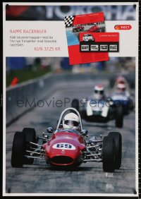 7k444 POST DANMARK 28x40 Danish special poster 1990s Postal Service, Rappe Racerbiler!
